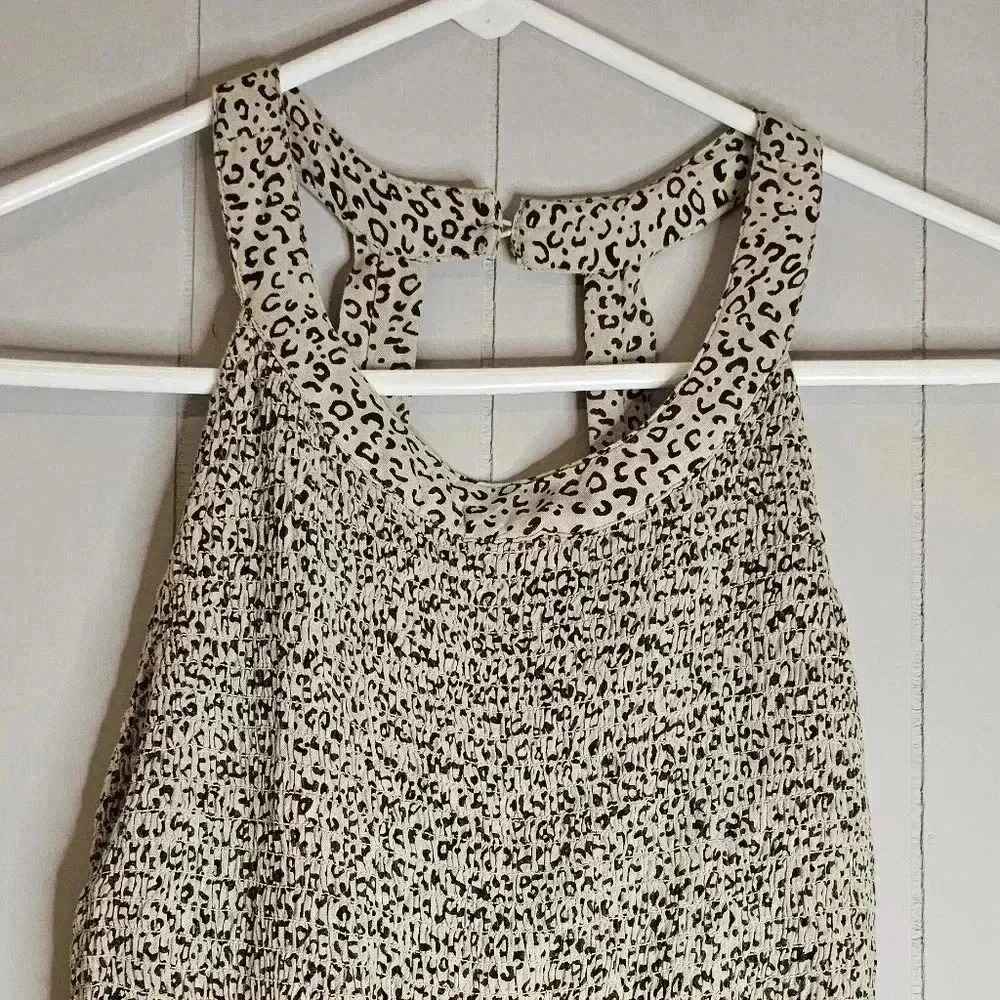 Jessica Simpson Tan/Black Leopard PrintRuched Top Wide Leg Jumpsuit Size XS - Picture 2 of 5